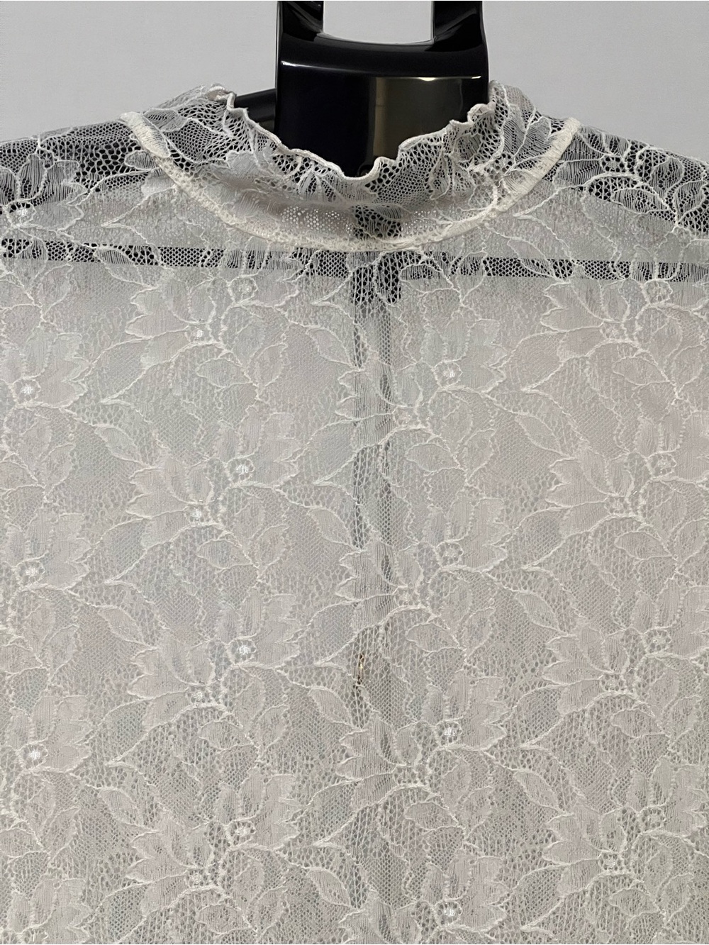 Anthropologie Lace Mock Neck Top - Ivory - Size L - Picture 3 of 7